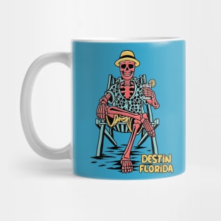 Funny Destin Florida Beach Skeleton Sunburn Souvenir Mug